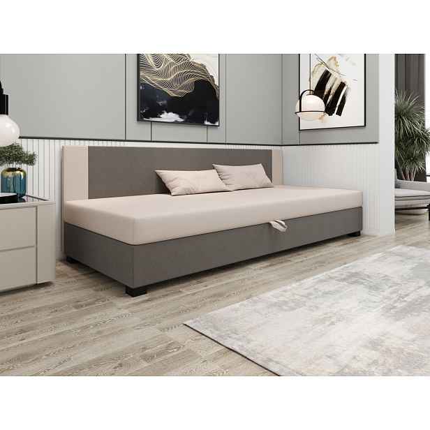 Čalouněná jednolůžková postel 80x195 ARIADNA BIZ 1 - světle šedá / ecru
