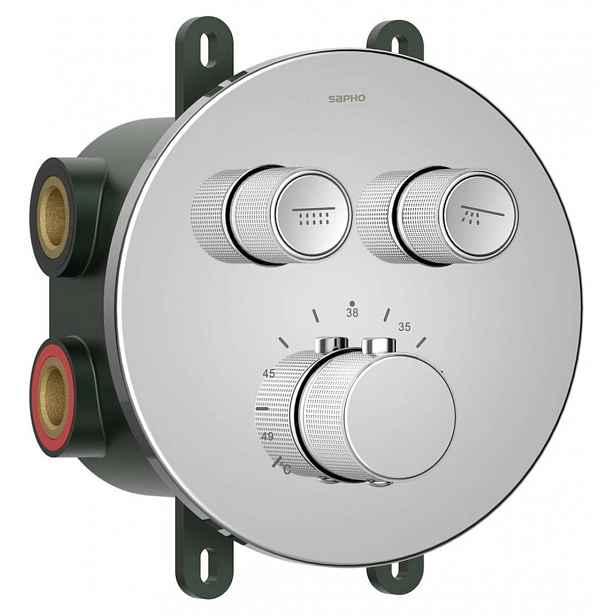 Sapho Smart Select - Termostatická sprchová baterie pod omítku, pro 2 spotřebiče, s tělesem, chrom RP032