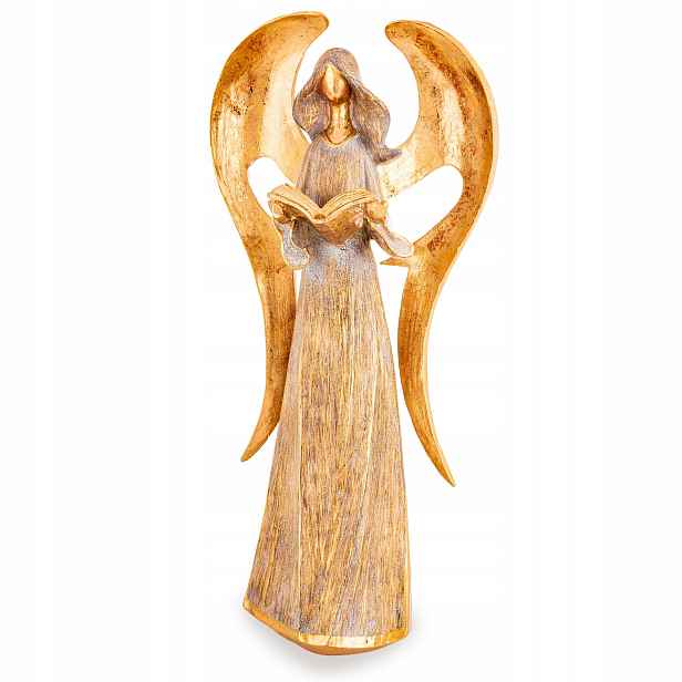 Vánoční figurka anděl zlatý plast 43x20x13,5 cm