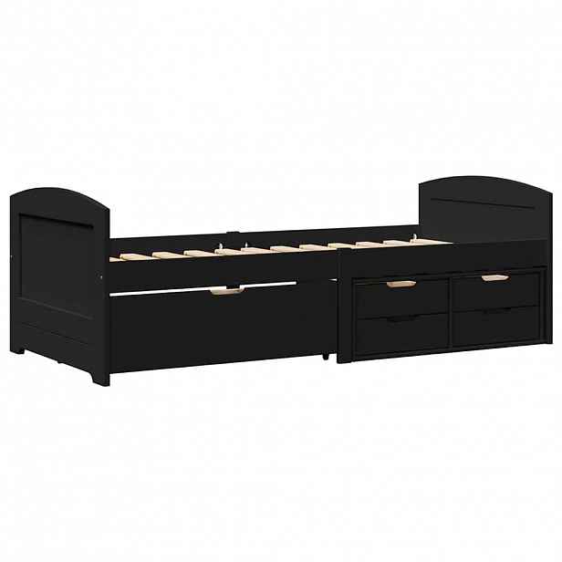 vidaXL Válenda se 5 zásuvkami bez matrace černé IRUN 90x200 cm