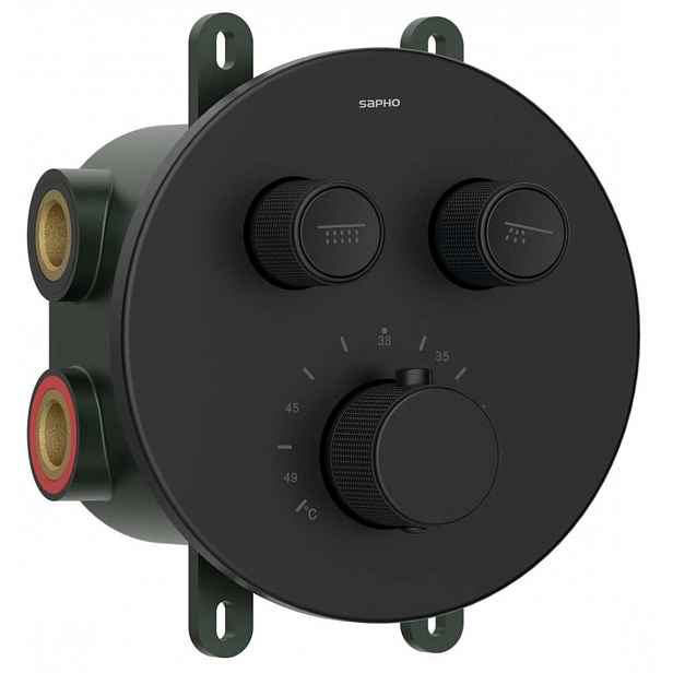 Sapho Smart Select - Termostatická sprchová baterie pod omítku, pro 2 spotřebiče, s tělesem, matná černá RP032B