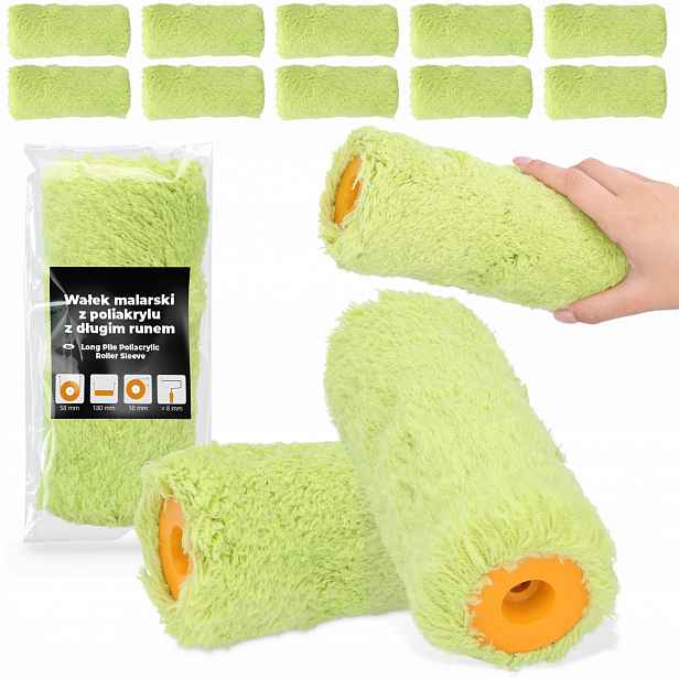 10 x Malířský Váleček 18 cm Zásoba Malování Univerzální Barvy Laky Kle Sh-t