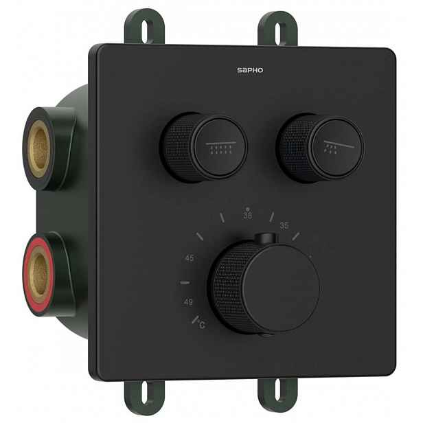 Sapho Smart Select - Termostatická sprchová baterie pod omítku, pro 2 spotřebiče, s tělesem, matná černá RP042B