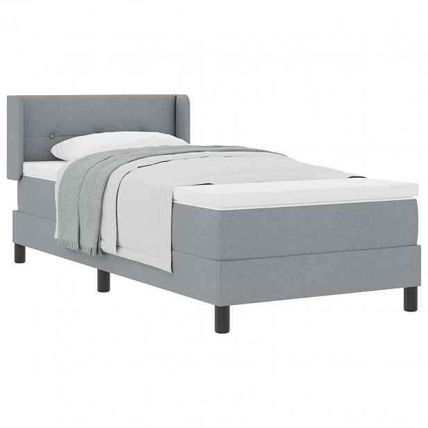 vidaXL Postel s boxspringem s čelo Světle šedá 200 x 90 cm textil