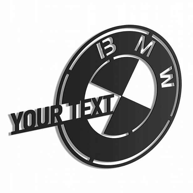 Dřevěný 3D obraz Bmw Logo s vaším textem Nástěnná Dekorace Dárek