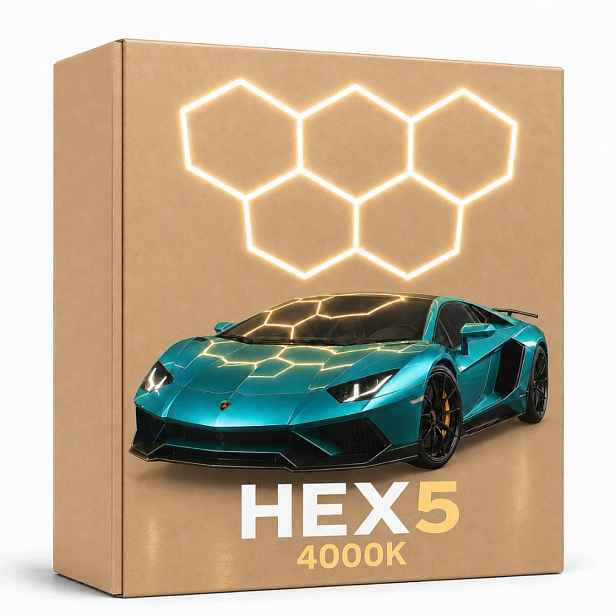 Led svítidlo hexagon černé 168W 4000K garáž studio detailing panel