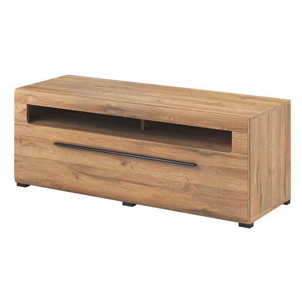MASSENO TV STOLEK TULLIA, 140x50x52 cm s 2 zásuvkami, dekor dub