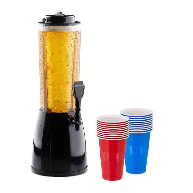 Relaxdays DÁVKOVAČ Nápojů Černý Transparentní s Kohoutkem 2,5 l