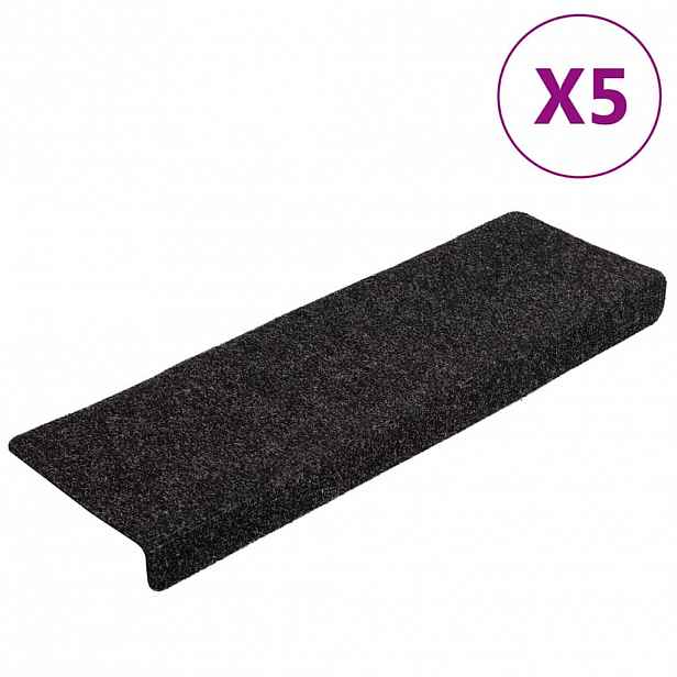 vidaXL Schodové rohože samolepicí 5 ks 65 x 21 x 4 cm černé s obdélníkovým okrajem