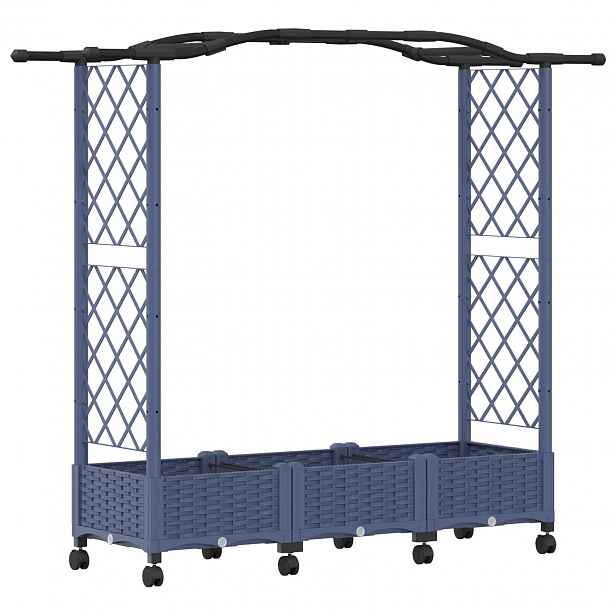vidaXL Vyvýšený záhon s treláží a střechou Šedá 169 x 40 x 129 cm PP