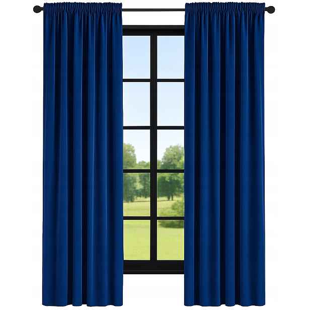 Závěsy hotové Velurové 140x230 záclony do obývacího pokoje velvetové tmavě modré
