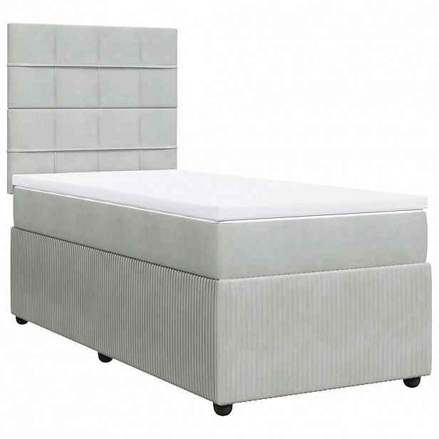 vidaXL Box spring postel s matrací světle šedá 90x190 cm samet