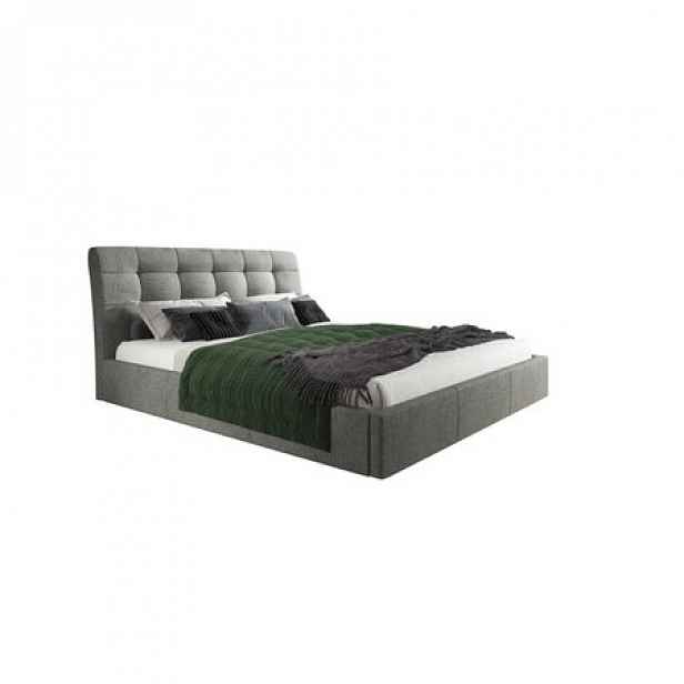 Čalouněná postel MALAGA šedá, 160x200 cm