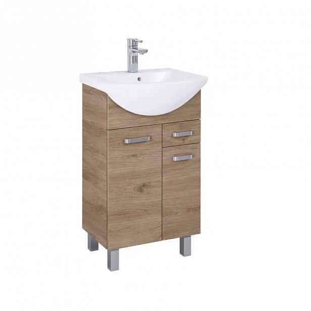 Koupelnová skříňka s umyvadlem Uno 65 cm 2D1S dub canela