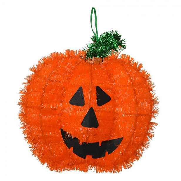 Oranžová plastová nástěnná Halloween dekorace dýně - 27*3*26 cm Clayre & Eef