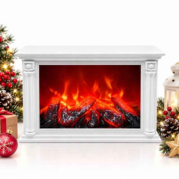 Led Krb 32,5 CM Bílý Dekorativní Efekt Plamene Přenosný Usb Baterie