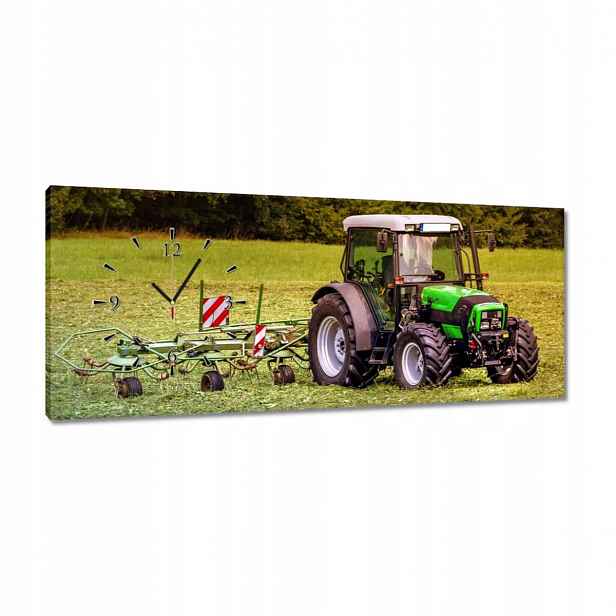 Hodiny 100x40 Traktor na poli Seno