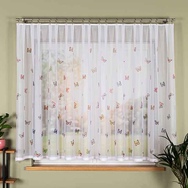 Mg Záclona D310M Motýlci 3D tisk Bílá Motýlci barva 230x150 cm Šitá Páska K