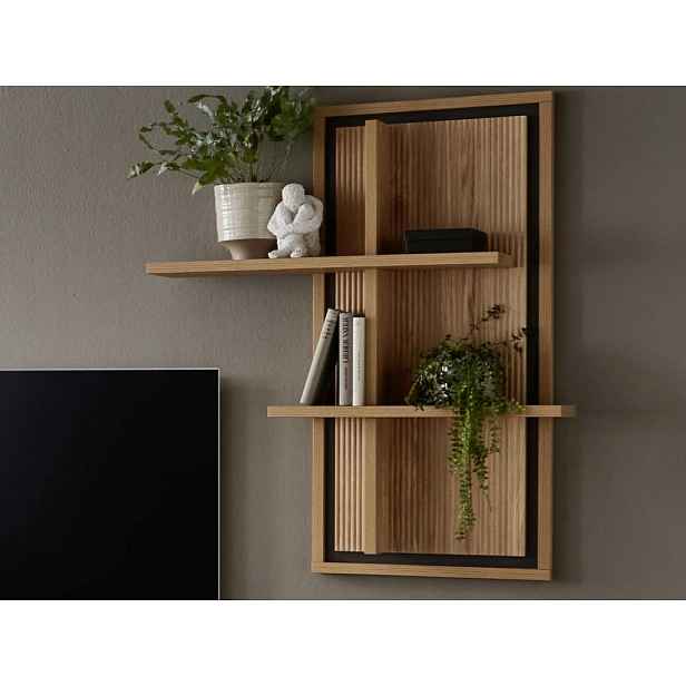 Nástěnný panel s policemi Flores, dub gustavson/antracit