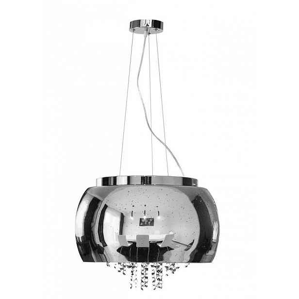 Závěsná Led lampa Chiara Kula Skleněná Ocelová Jemné Korálky 40cm 5xG9