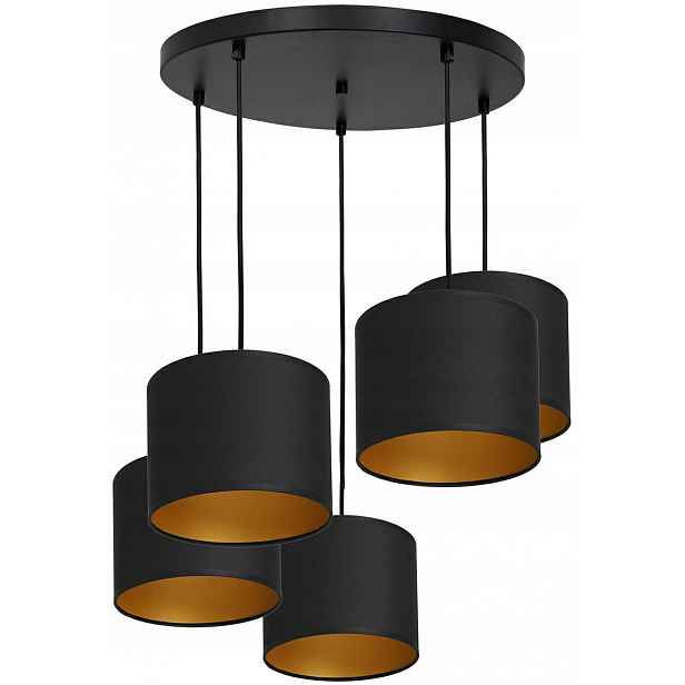 Moderní závěsná stropní lampa Arden Černo-zlatá Abažur 5xE27 do obývacího pokoje