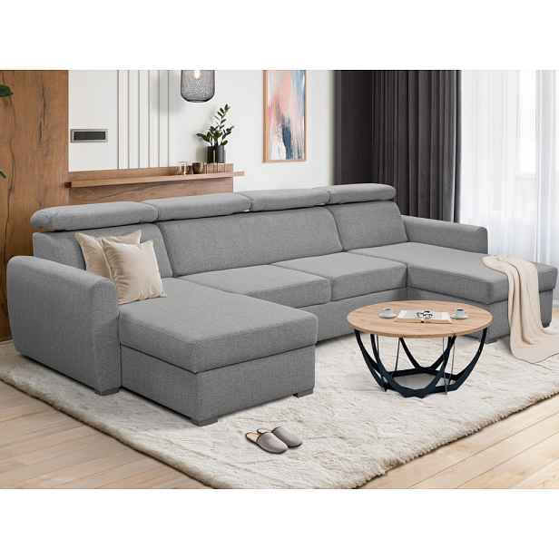 Sedací souprava Mistic, holubí šedá látka, tvar U