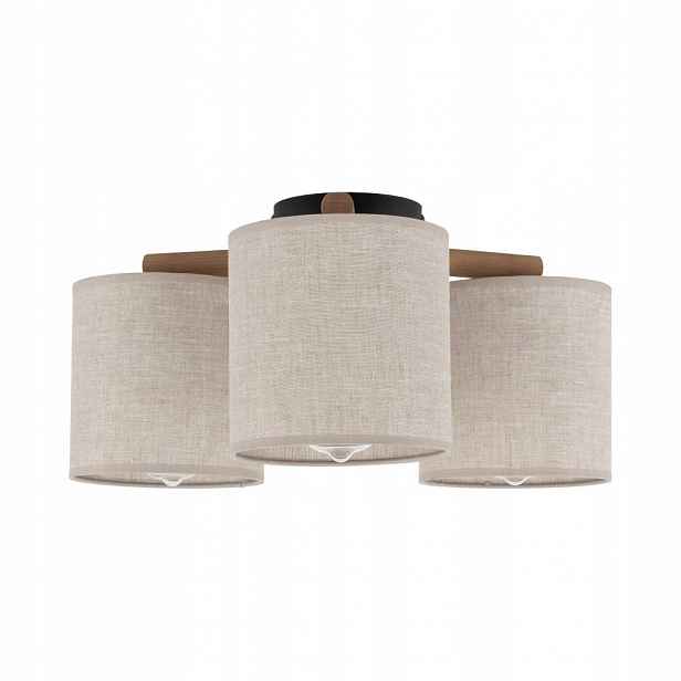Stropní lampa Deva Černá 3xE27 15W Stropní Svítidlo Dřevo Kov 22 cm Tk Lighting