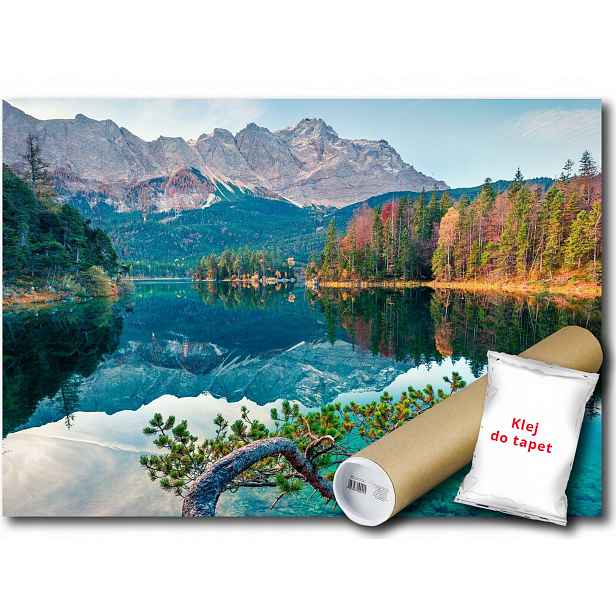 Vinylová fototapeta Hory Jezero Podzim 254x184