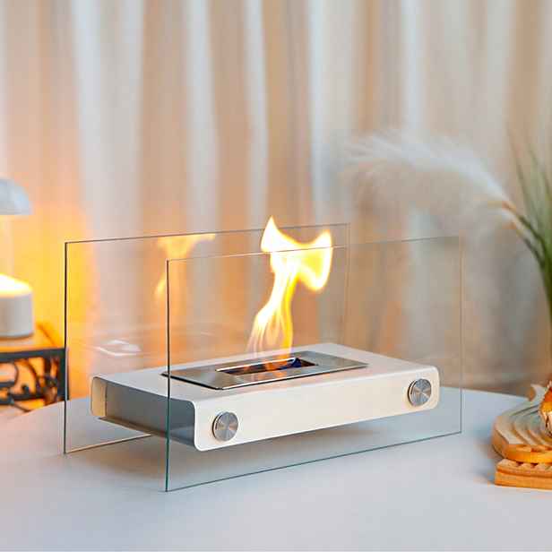 Volně Stojící Skleněný Biokrb Černý Nebo Bílý Tornado Flame