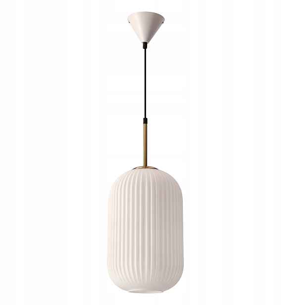 Candellux Cresto závěsná lampa bílé sklo, zlatá vložka E27 40W