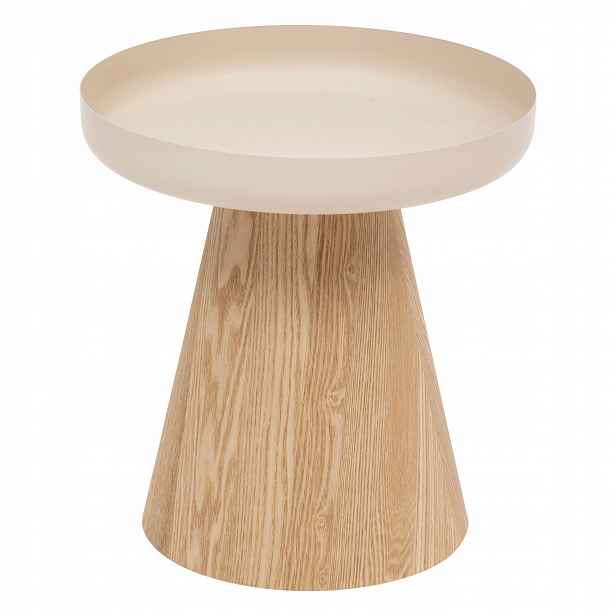 Kávový Stolek Kovový Ø Výška 40 CM 41,8 CM Béžový Mdf