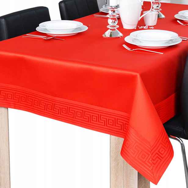 Ubrus odolný proti skvrnám Rhodos 240 x 140 cm, červený