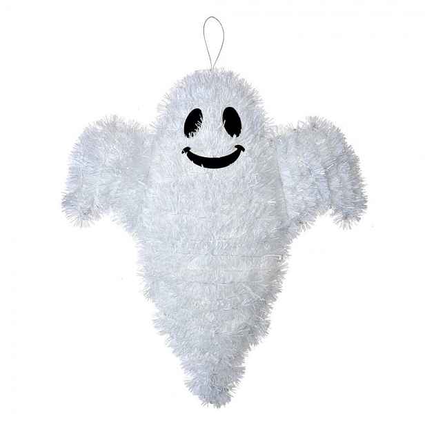 Bílá plastová nástěnná dekorace duch na Halloween - 32*3*37 cm Clayre & Eef