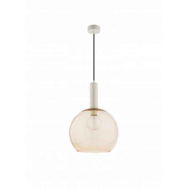 Závěsná lampa Laf Bílá Jantarové skleněné stínítko 1xE27 30 cm Stropní dům
