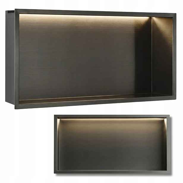 Led police Gun Metal Nerezová Ocel 60x30x10 cm Rea pro zabudování