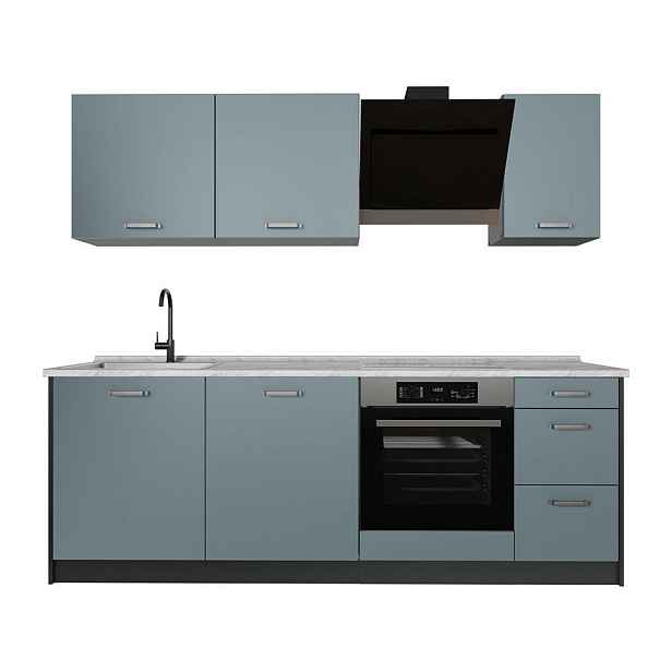 Vicco KUCHYŇSKÝ KOUT R-Line, Modrošedá/Antracit, 220 cm bez pracovní desky