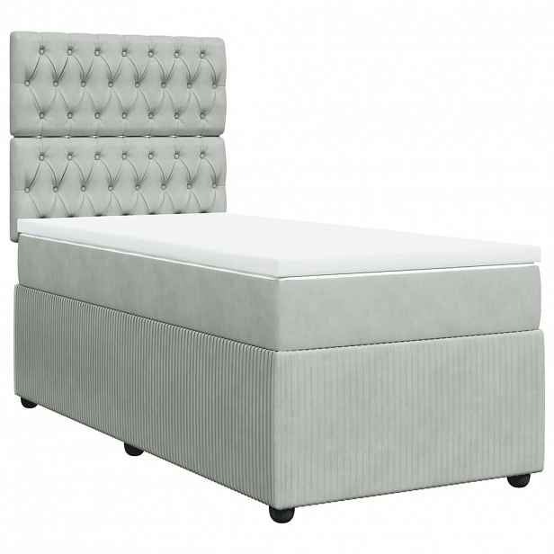 vidaXL Box spring postel s matrací světle šedá 90x190 cm samet