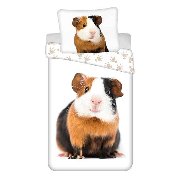 Bílé bavlněné dětské povlečení na jednolůžko 140x200 cm Guinea Pig – Jerry Fabrics