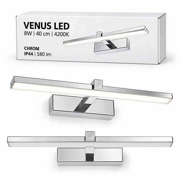 Lampa do kadeřnického salonu Venus Led 8W 40 cm chrom 4200K IP44 580lm