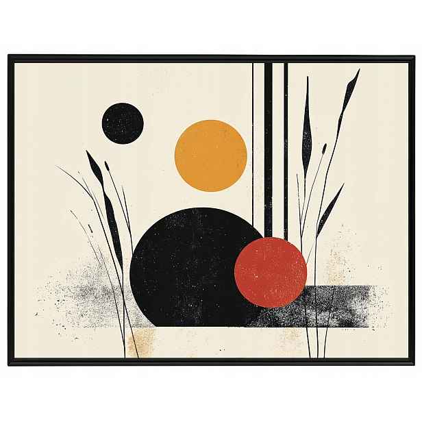 Plakát Rámeček Hliníková Grafika Geometrie Bauhaus Wabi-sabi Kolo 80x60