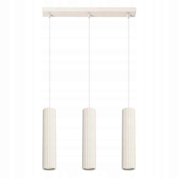 Sollux Závěsná lampa trojitá béžová vroubkované tuby 30 cm nad stůl ostrov bar
