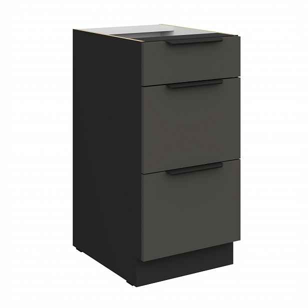 Spodní skříňka Aria 40 D 3S BB - Premium Box Barva korpusu: Černá, Barva dvířek: GR - Graphite AFM