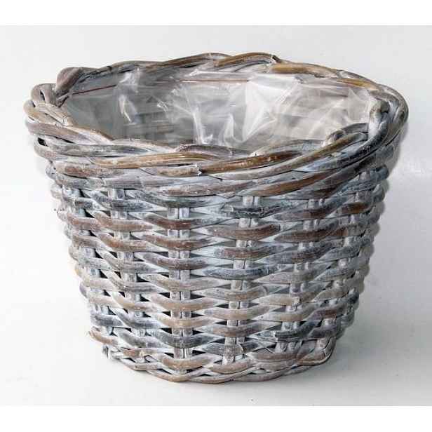 Kulatý ratanový květináč s bílou patinou - Ø29*20 cm Van der Leeden