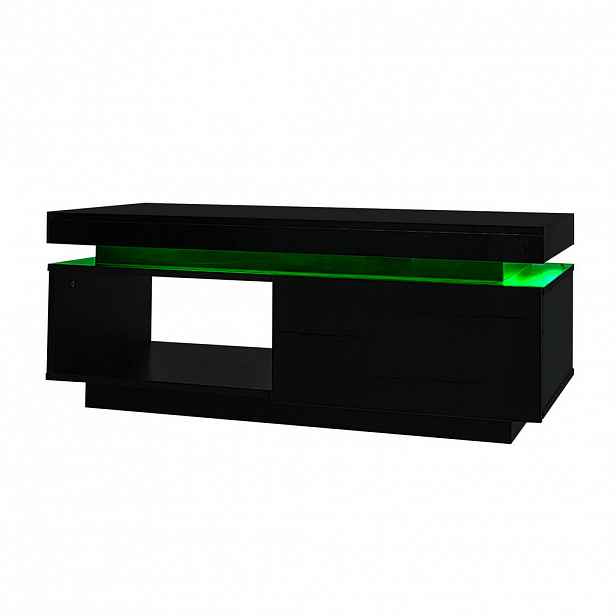 Modfu OBÝVACÍ sestava z dřevotřísky 181x38x38 cm černá s LED osvětlením, TV skříňkou a konferenčním stolkem