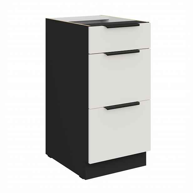 Spodní skříňka Aria 40 D 3S BB - Premium Box Barva korpusu: Černá, Barva dvířek: WH - Crystal white AFM