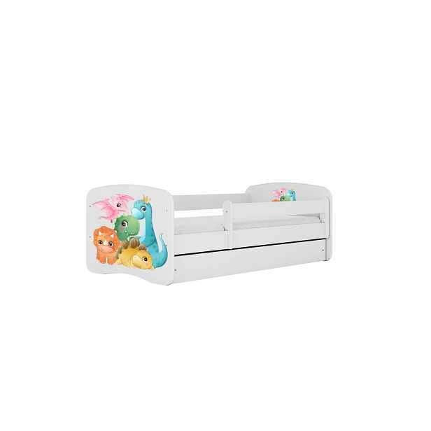 Kocot kids Dětská postel Babydreams dinosauři bílá, varianta 70x140, bez šuplíků, s matrací