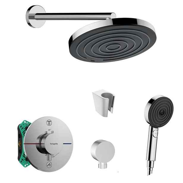 SANITINO - Sprchový set s termostatem a tělesem pod omítku hansgrohe, příslušenství kielle, chrom SANI21HHK002