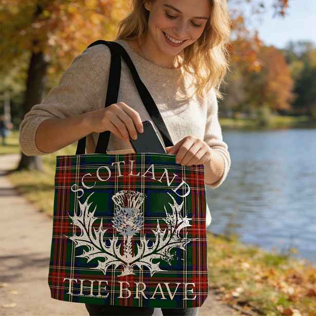 TEMU Nákupní taška Scotland Braveheart Thistle , pevné ramenní popruhy, odolná, vhodná pro každodenní nákupy, každodenní taška | Živá taška | Plátno,
