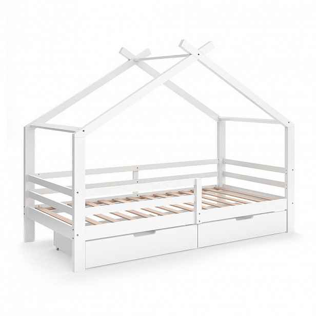 VitaliSpa DOMEČKOVÁ POSTEL Luni Bílá 200 x 90 cm Se dvěma výsuvnými úložnými boxy