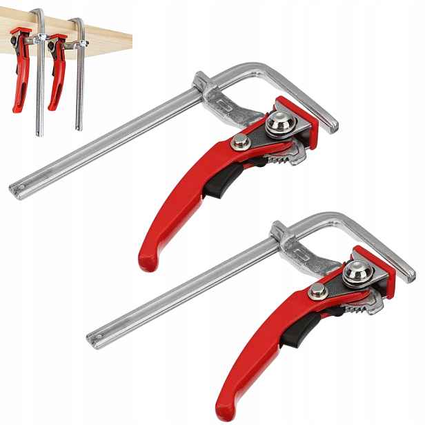 2X Truhlářská Svěrka Na Dřevo Svorka Rukojeť 205x110mm Dílenská Ocelová